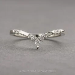 Marquise Diamond Wedding Band, Flora Setting, 14K White Gold