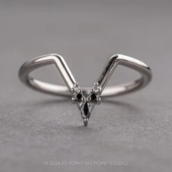 White And Black Diamond Wedding Band, Freya Setting, 14K White Gold