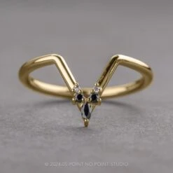 White And Black Diamond Wedding Band, Freya Setting, 14K Yellow Gold