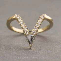 XL Salt And Pepper Kite Diamond Wedding Band, Cassiopeia Setting, 14K Yellow Gold