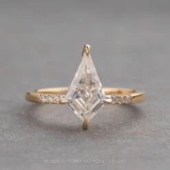 1.56 Carat Kite Moissanite And Diamond Engagement Ring, Jules Setting, 14K Yellow Gold