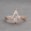 1.56 Carat Kite Moissanite And Diamond Engagement Ring, Jules Setting, 14K Rose Gold