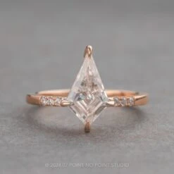 1.56 Carat Kite Moissanite And Diamond Engagement Ring, Jules Setting, 14K Rose Gold