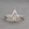 1.56 Carat Kite Moissanite And Diamond Engagement Ring, Jules Setting, Platinum
