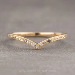 7 Ombre Diamond Vintage Vivian Wedding Band, 14k Yellow Gold