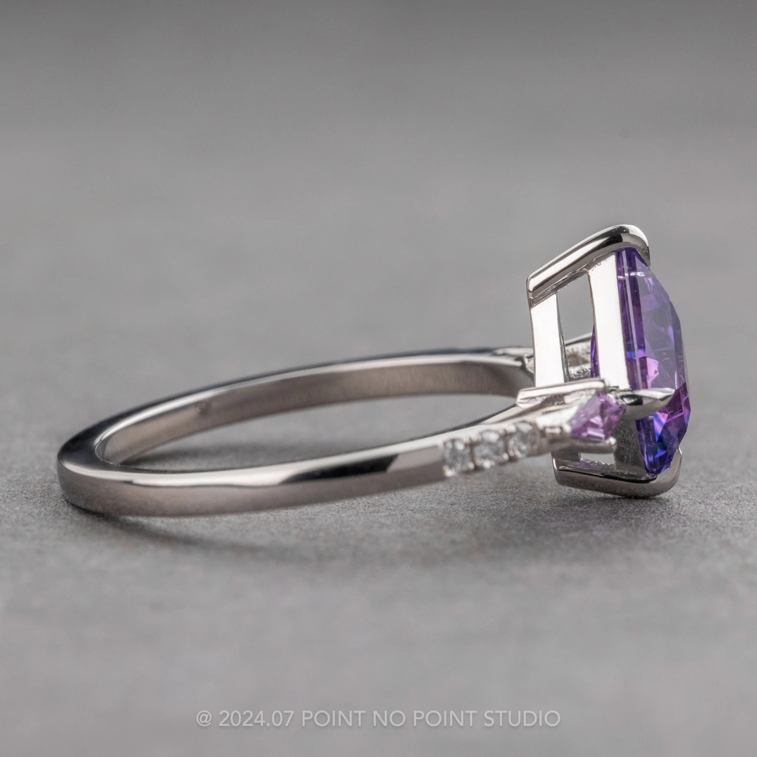 1.40 Carat Purple Kite Sapphire And Diamond Engagement Ring, Liza Setting, Platinum - Image 6