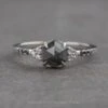 1.75 Carat Black Hexagon Diamond Engagement Ring, Quincy Setting, Platinum