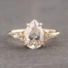 2.08 Carat Pear Moissanite And Diamond Engagement Ring, Quinn Setting, 14K Yellow Gold