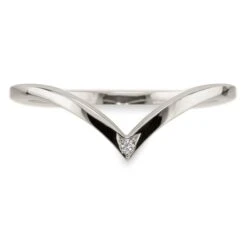 Single Diamond Square Wedding Band, Vivian Setting, 14k White Gold