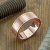 8mm 14k Rose Gold Mens Double Channel Ring, Brushed Matte