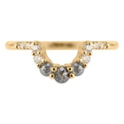 Salt And Pepper Diamond Ring, Gwen 14k Yellow Gold
