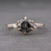 2.23 Carat Black Speckled Round Diamond Engagement Ring, Eliza Setting, 14K Rose Gold