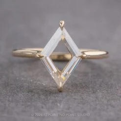 1.50 Carat Lozenge Moissanite Engagement Ring, Lark Setting, 14k Yellow Gold