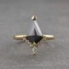1.34 Carat Black Kite Diamond Engagement Ring, Ava Setting, 14K Yellow Gold