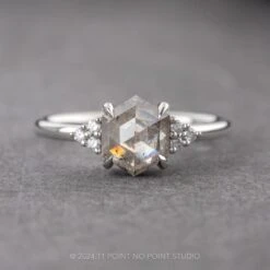 1.46 Carat Canadian Icy White Hexagon Diamond Engagement Ring, Quinn Setting, Platinum