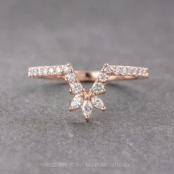 Marquise Diamond Wedding Band, Extra Diamond Cleo Setting, 14K Rose Gold