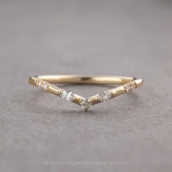 Marquise And Round Diamond V Band, Penelope Setting, 14K Yellow Gold