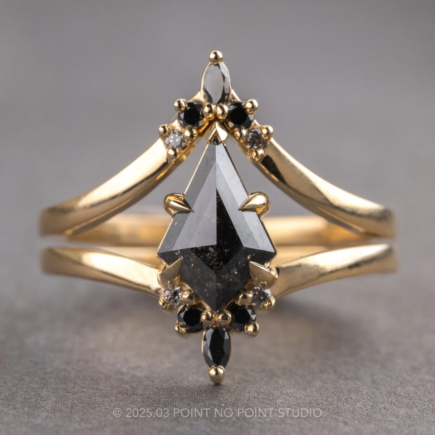 Marquise Diamond Wedding Band, Ombre Freya Setting, 14K Yellow Gold - Image 4