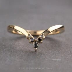 Marquise Diamond Wedding Band, Ombre Freya Setting, 14K Yellow Gold