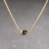 .74 Carat Fancy Grey Pear Diamond Necklace, 14k Yellow Gold