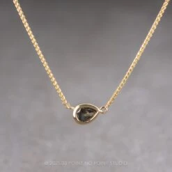 .74 Carat Fancy Grey Pear Diamond Necklace, 14k Yellow Gold