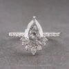 1.70 Carat Canadian Salt And Pepper Pear Diamond Engagement Ring, Avaline Setting, 14K White Gold