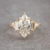 1.70 Carat Marquise Moissanite And Diamond Engagement Ring, Beatrice Setting, 14k Yellow Gold