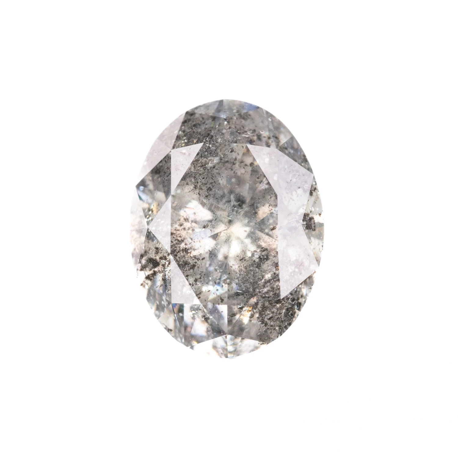 2.10 Carat Salt And Pepper Brilliant Cut Oval Diamond