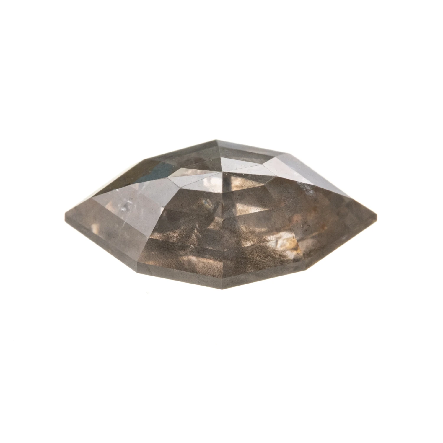 2.22 Carat Salt And Pepper Rose Cut Geometric Marquise Diamond - Image 2