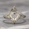 3.02 Carat Clear Champagne Lozenge Diamond Engagement Ring, Aela Setting, Platinum