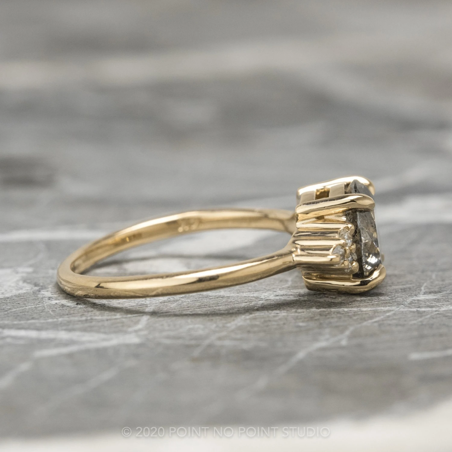 1.95 Carat Black Speckled Round Diamond Engagement Ring, Quinn Setting, 14K Yellow Gold - Image 7