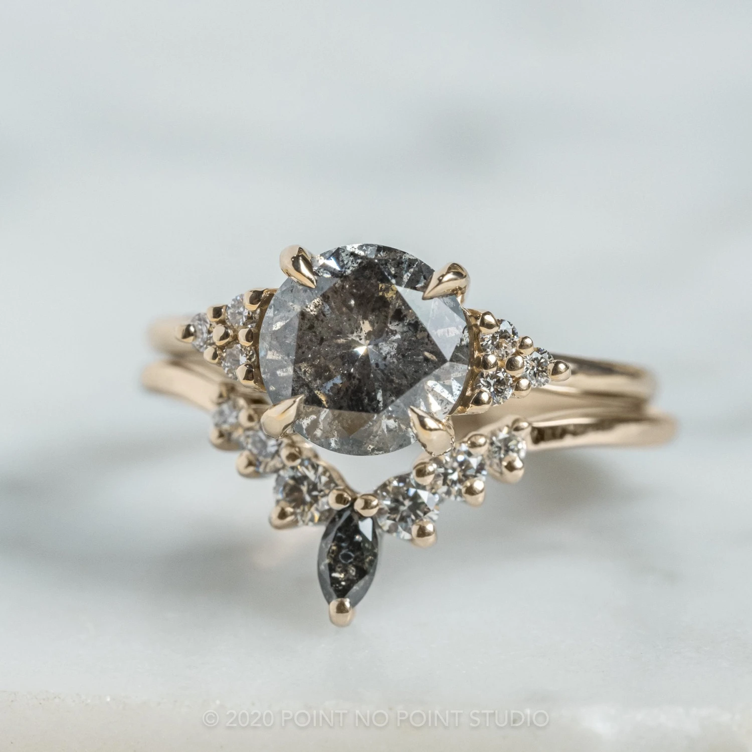 1.95 Carat Black Speckled Round Diamond Engagement Ring, Quinn Setting, 14K Yellow Gold - Image 4