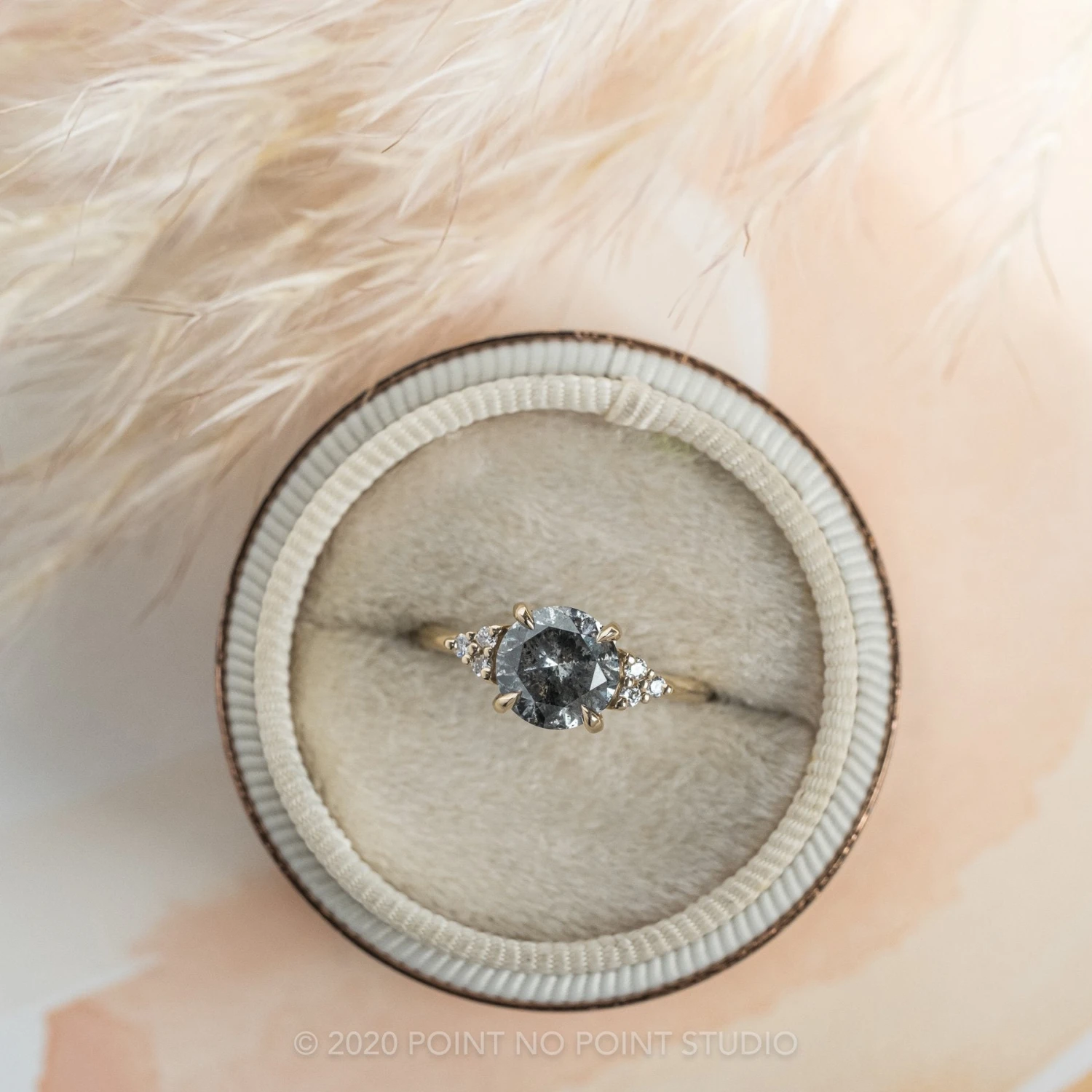 1.95 Carat Black Speckled Round Diamond Engagement Ring, Quinn Setting, 14K Yellow Gold - Image 5