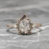 3.16 Carat Salt And Pepper Pear Diamond Engagement Ring, Eliza Setting, 14K Rose Gold