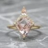 2.34 Carat Kite Morganite And Diamond Engagement Ring, Ava Setting, 14K Yellow Gold