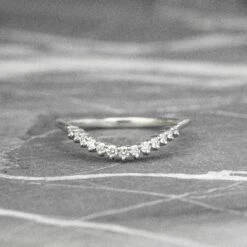 Petite Eliza Diamond Contour Wedding Band, 14k White Gold