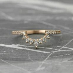 Diamond Contour Wedding Band, Large Emma Setting, 14K Rose Gold