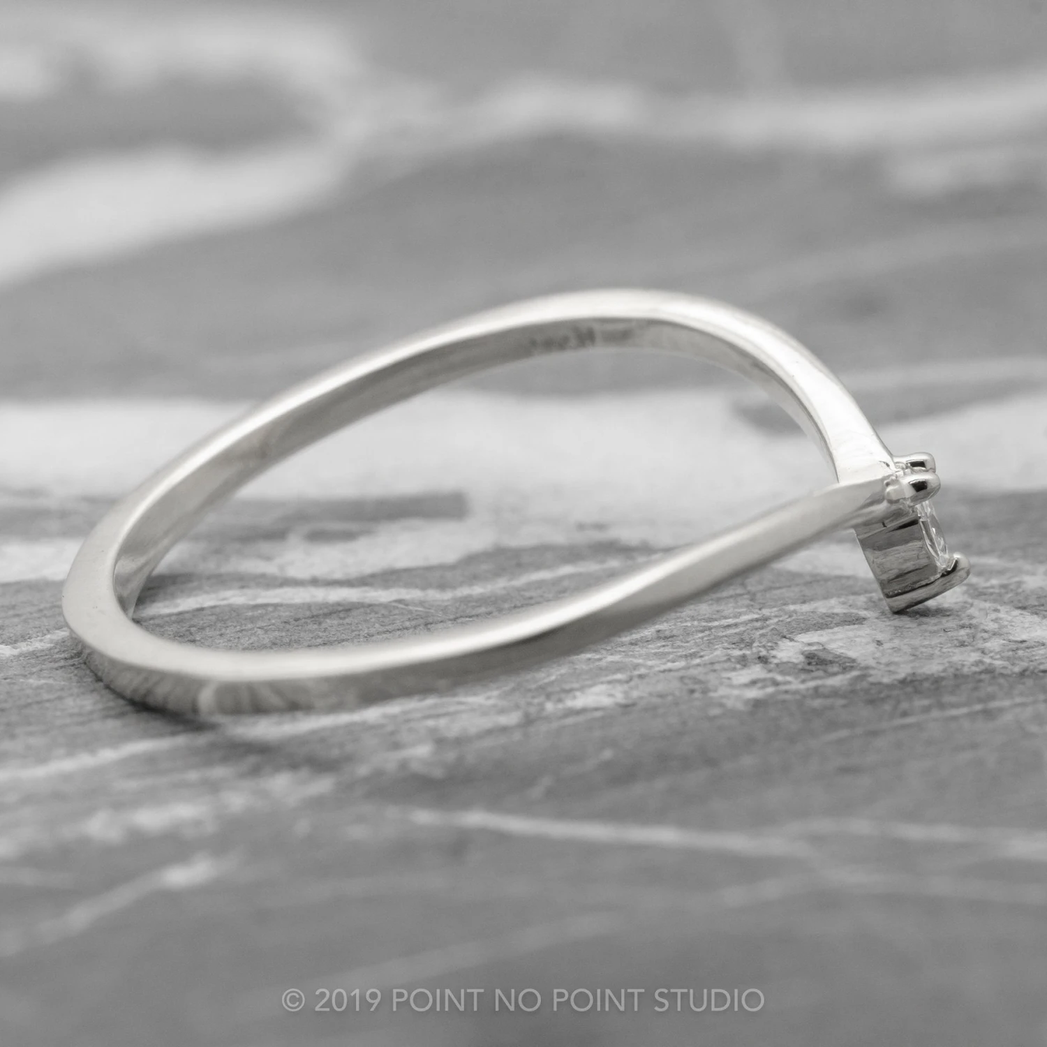 Marquise Diamond Wedding Band, Victoria Setting, 14K White Gold - Image 5