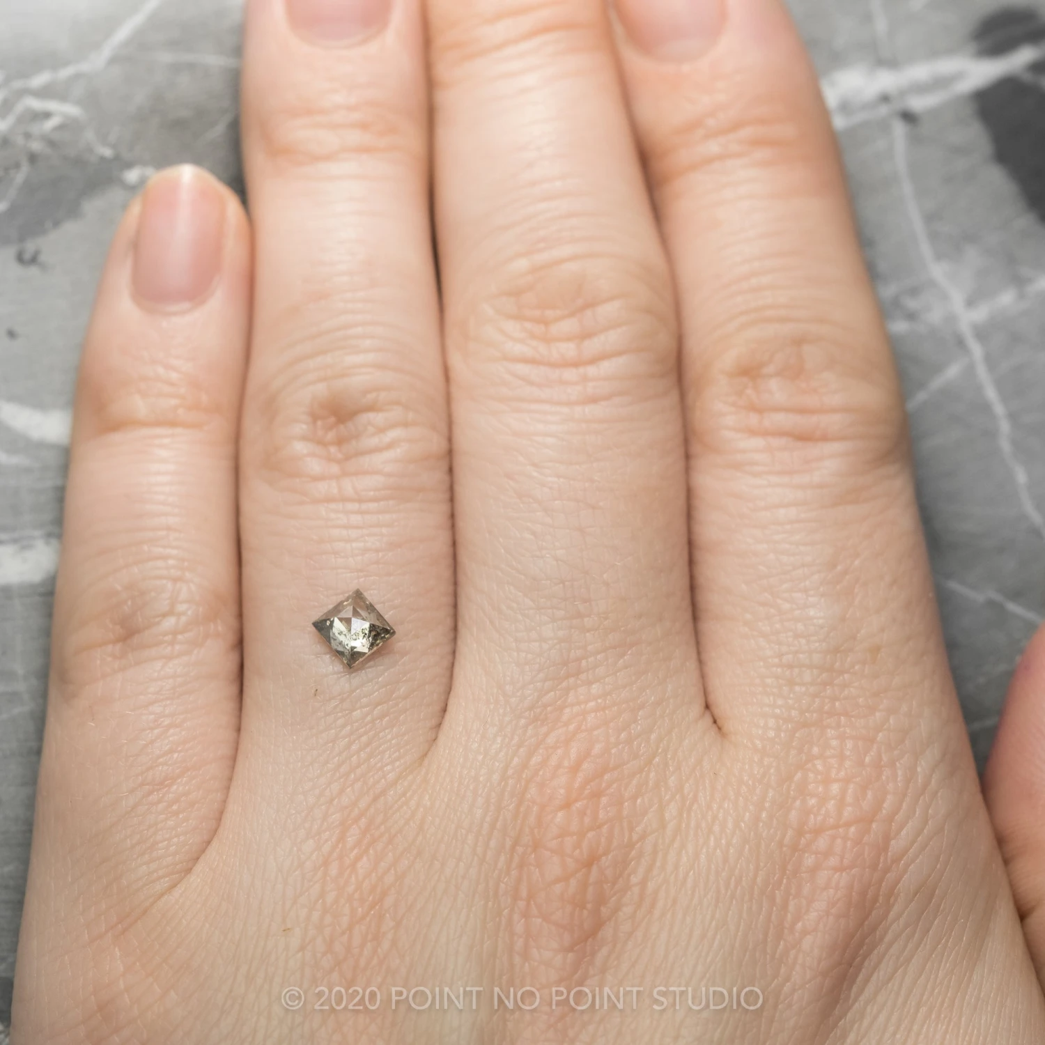 .64 Carat Salt And Pepper Rose Cut Lozenge Diamond - Image 2