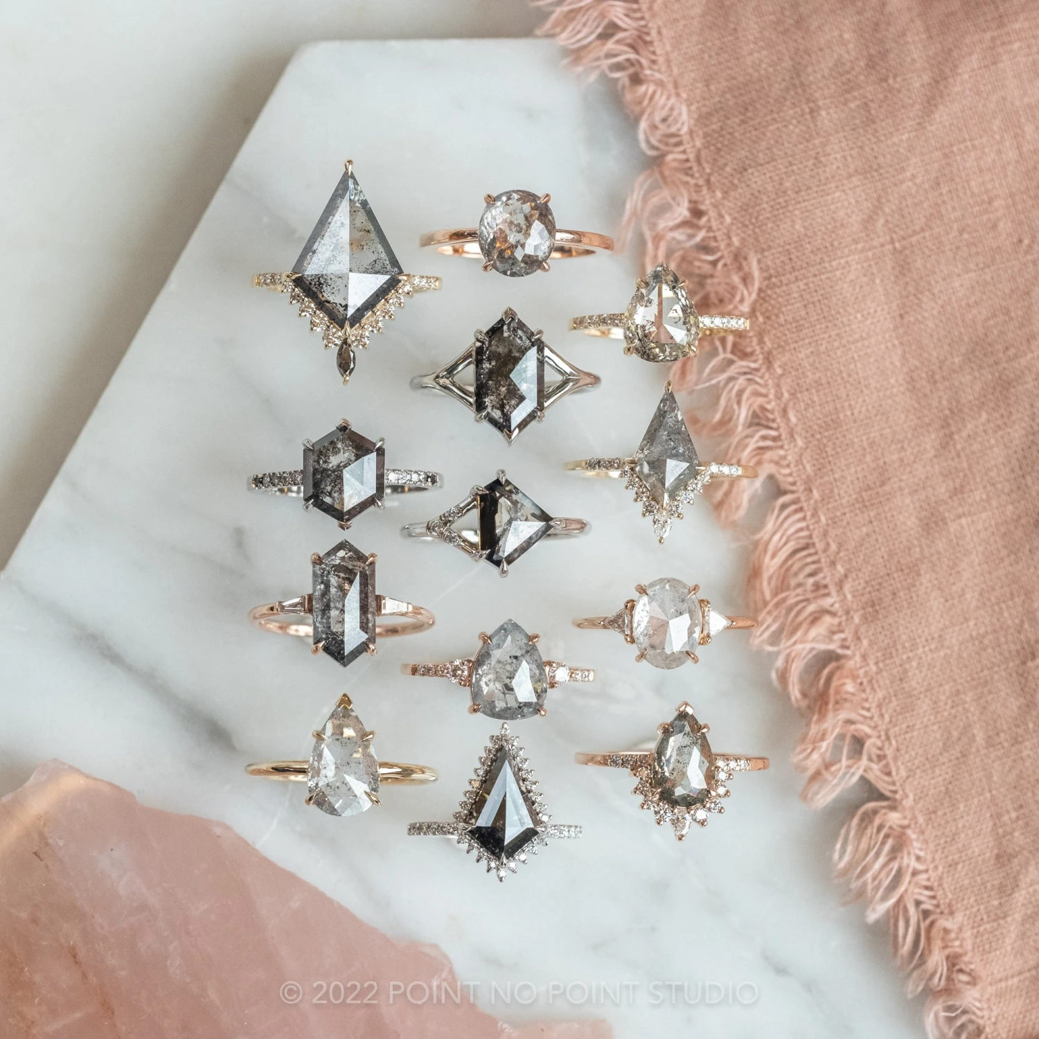 1.84 Carat Black Speckled Hexagon Diamond Engagement Ring, Charlize Setting, 14K White Gold - Image 4