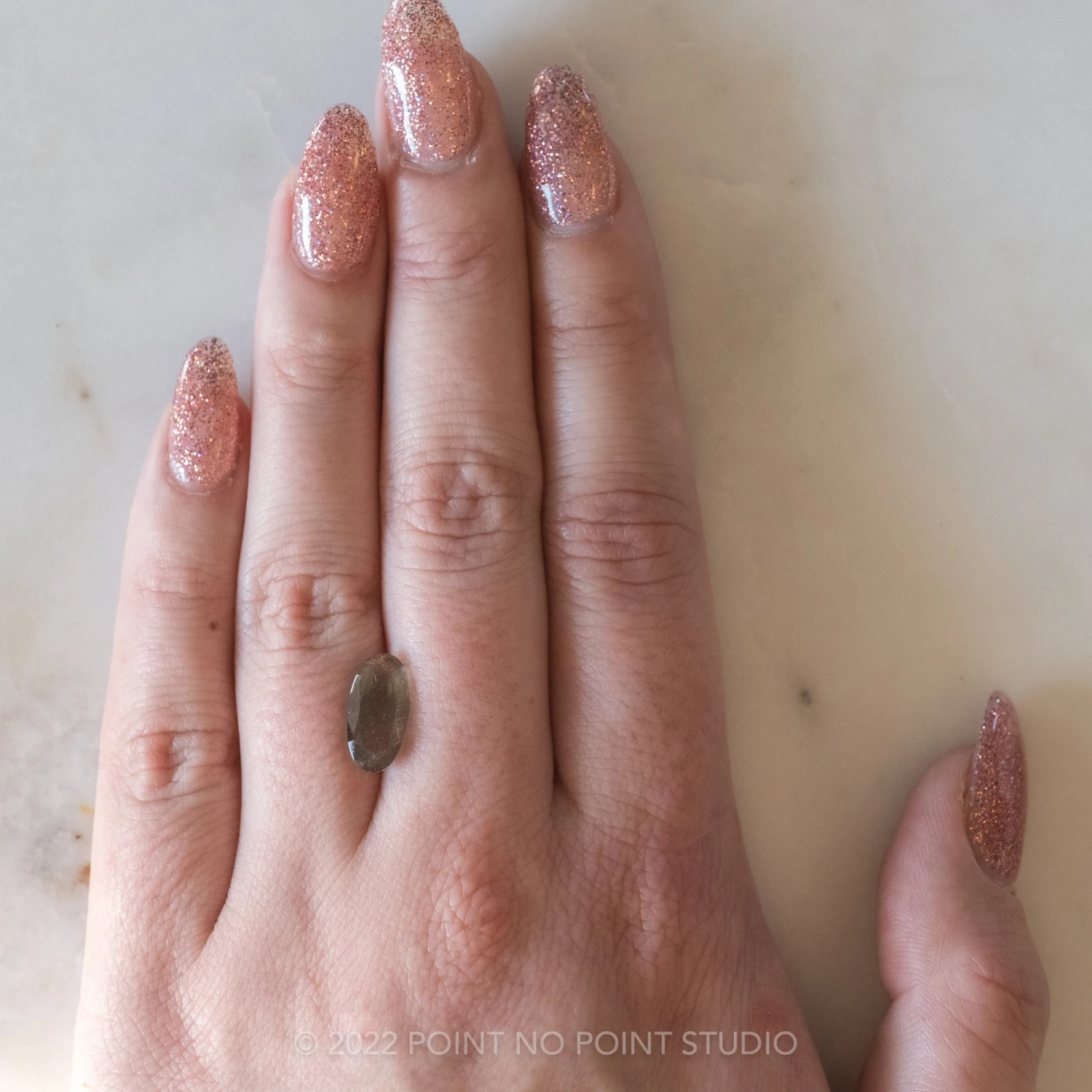 3.34 Carat Teal/Green With Orange Schiller Oval Sunstone - Image 6