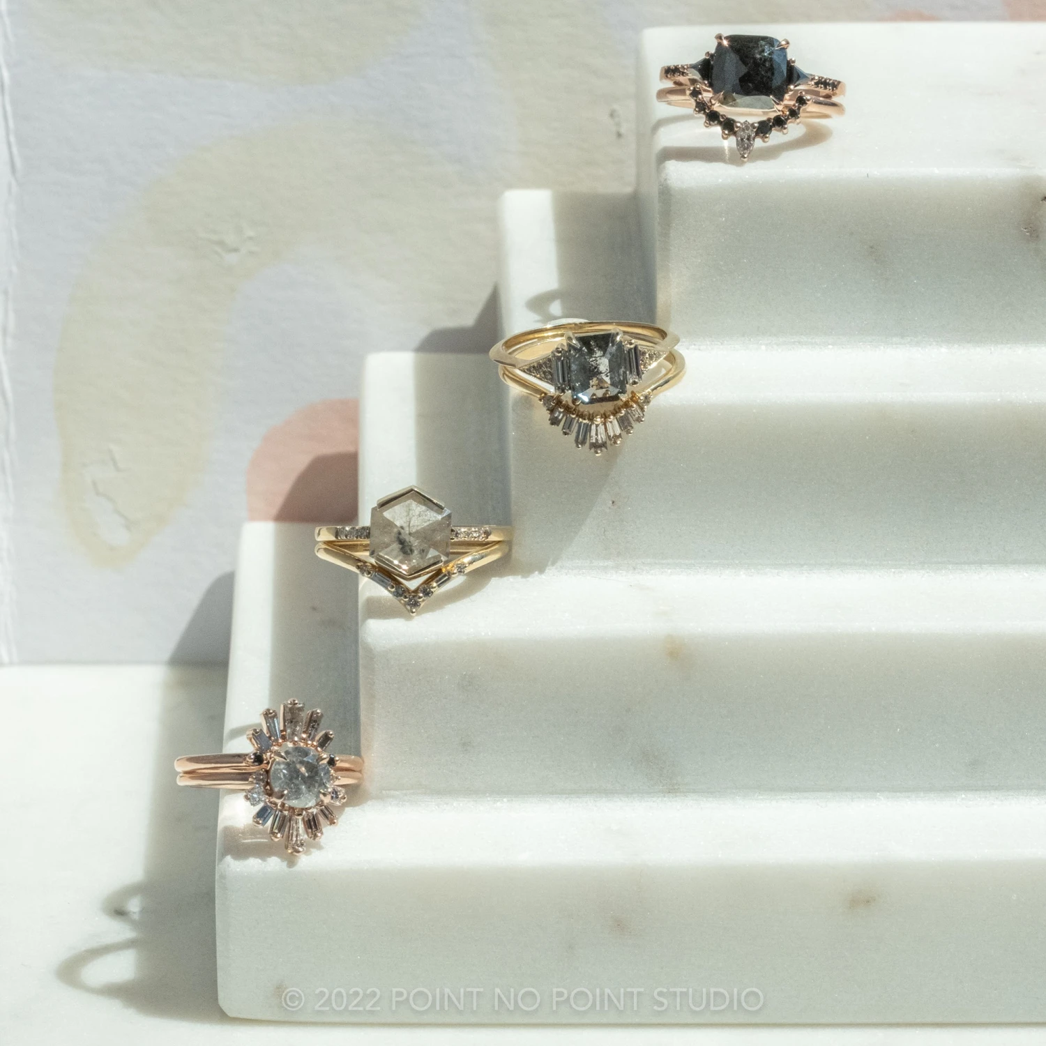 1.56 Carat Salt And Pepper Round Diamond Engagement Ring, Wren Setting, 14K Rose Gold - Image 7