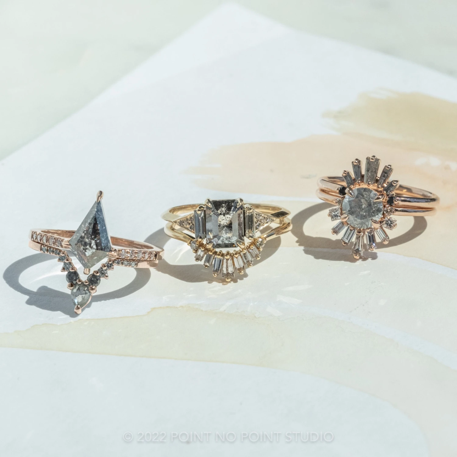 1.56 Carat Salt And Pepper Round Diamond Engagement Ring, Wren Setting, 14K Rose Gold - Image 5