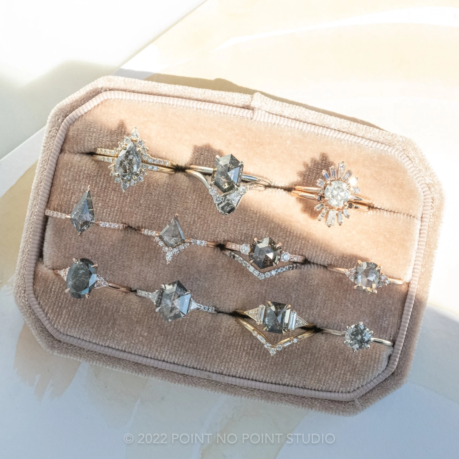 1.56 Carat Salt And Pepper Round Diamond Engagement Ring, Wren Setting, 14K Rose Gold - Image 11