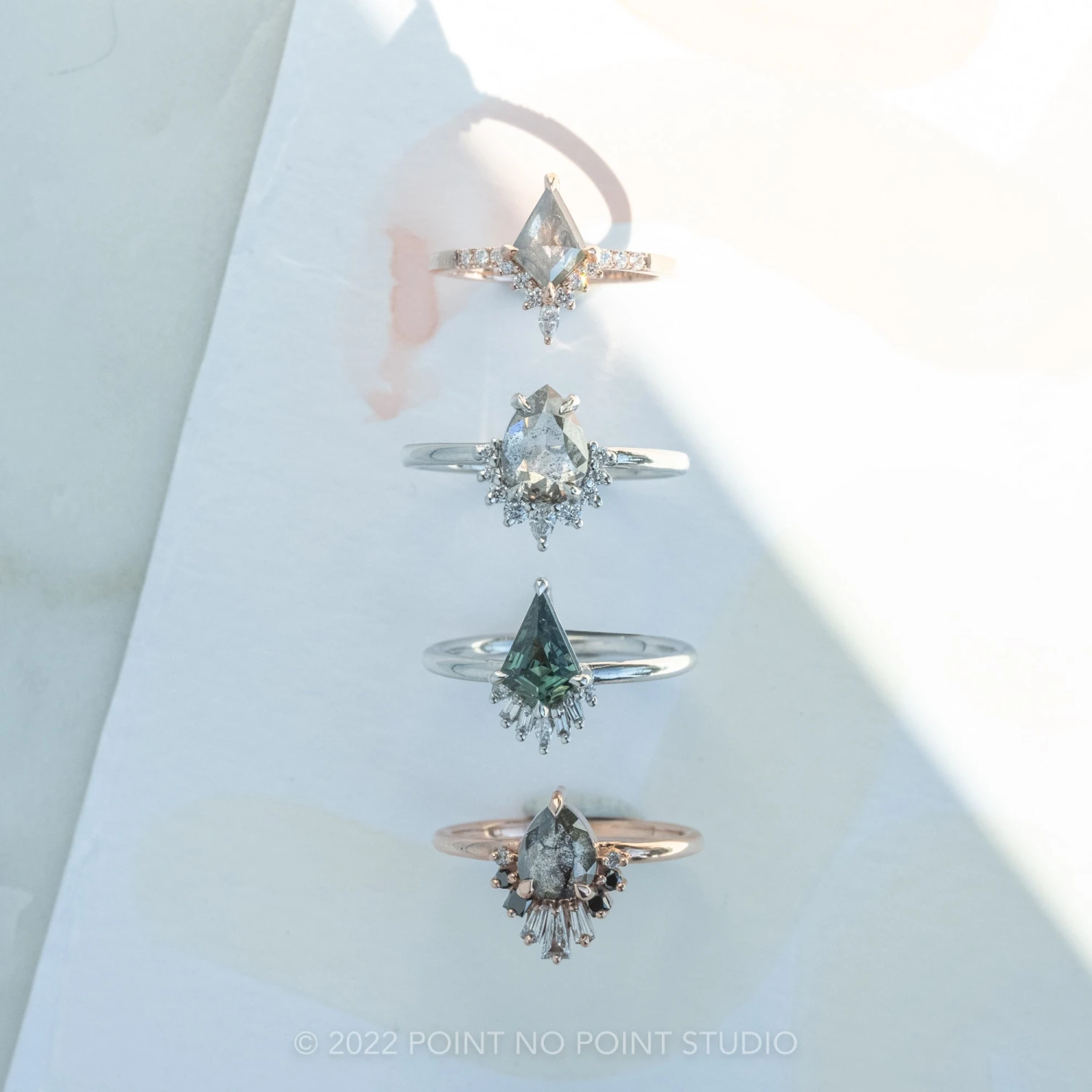 1.67 Carat Salt And Pepper Pear Diamond Engagement Ring, Ava Setting, 14K White Gold - Image 5