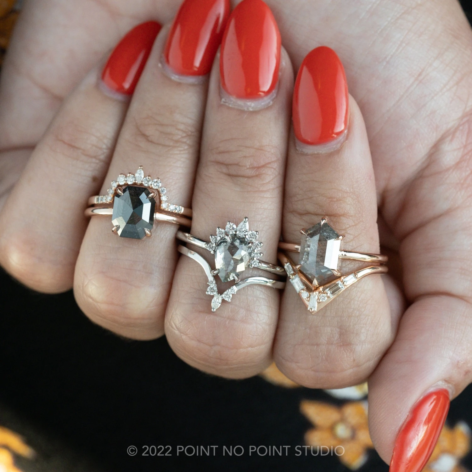 1.67 Carat Salt And Pepper Pear Diamond Engagement Ring, Ava Setting, Platinum - Image 7