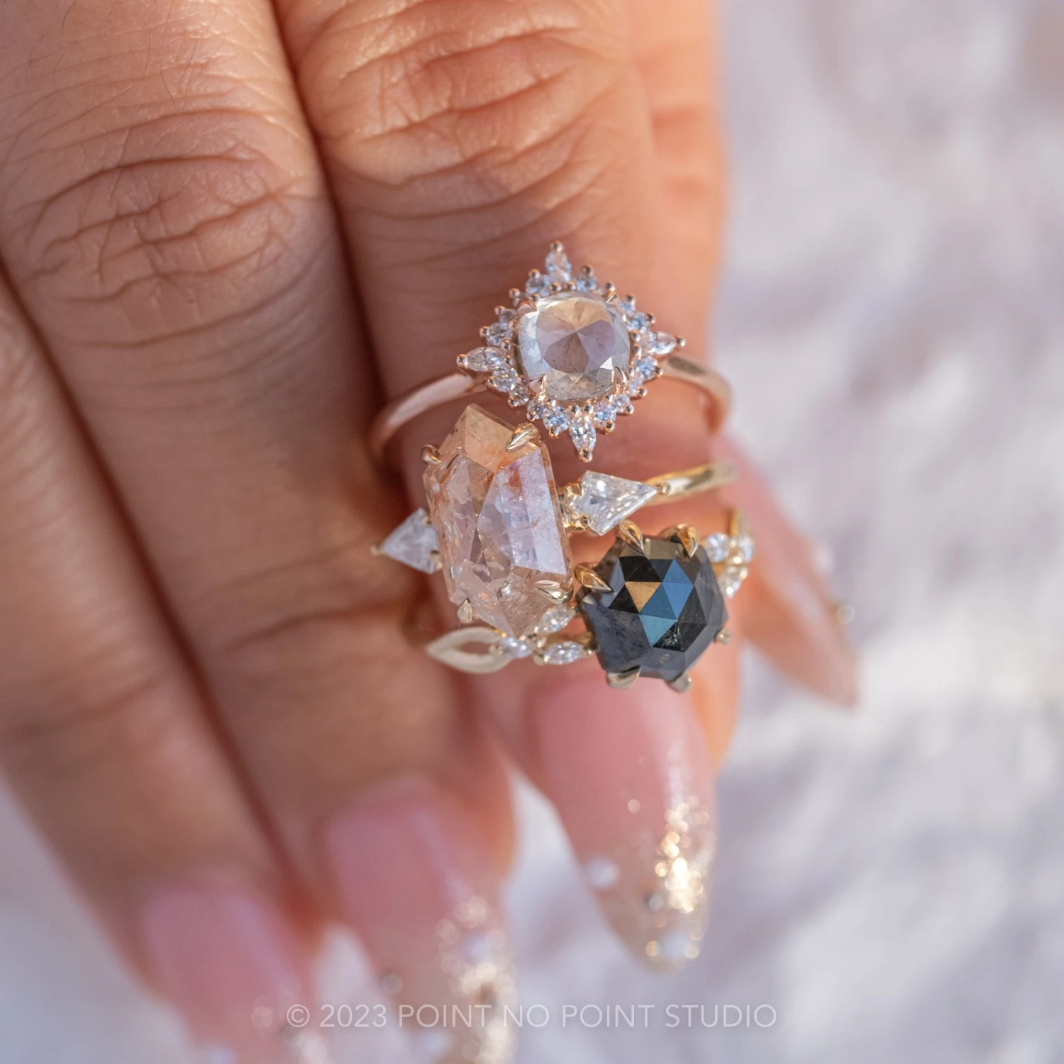 1.42 Carat Icy Grey Diamond Engagement Ring, Cosette Setting, 14k Rose Gold - Image 4