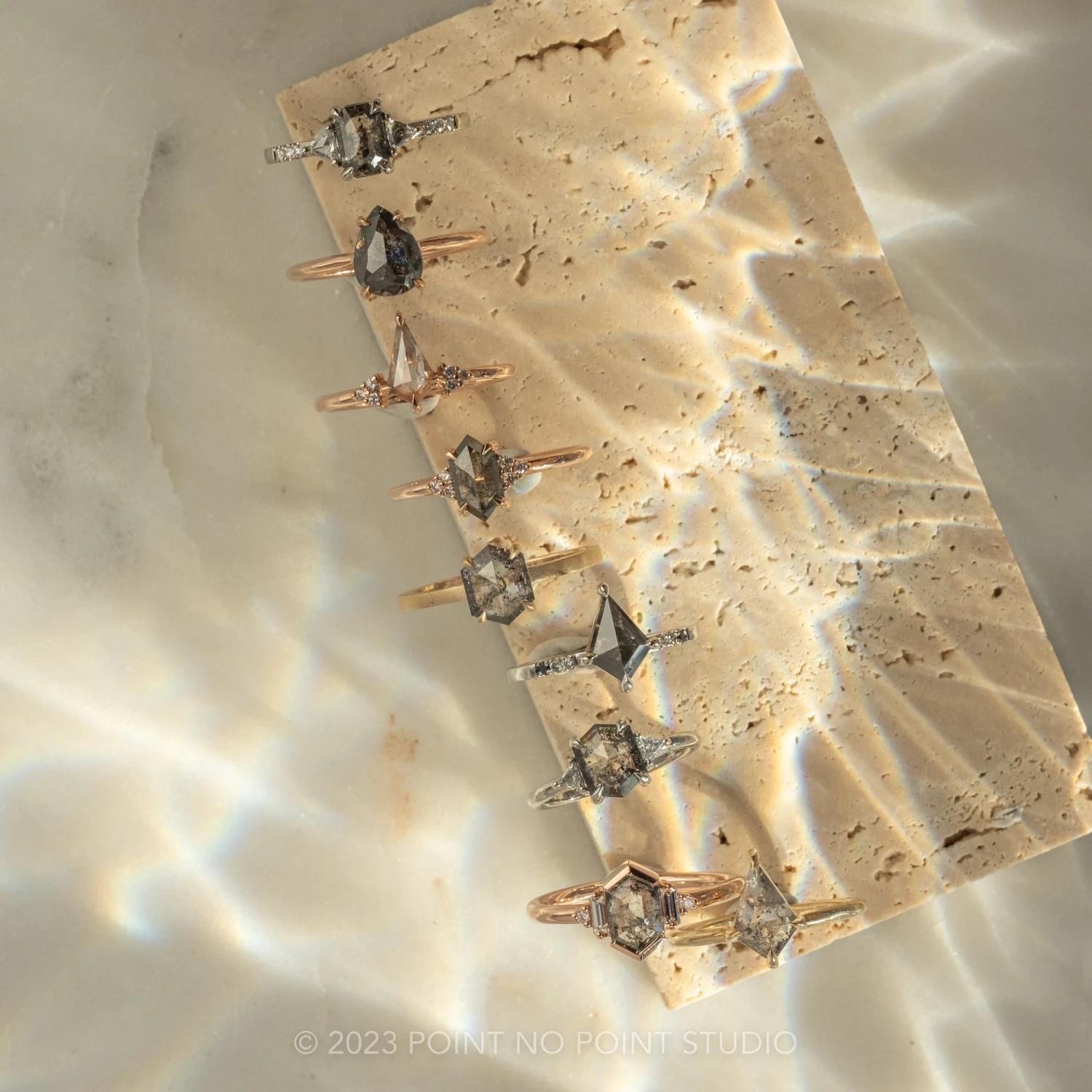 .70 Carat Salt And Pepper Kite Diamond Engagement Ring, Quinn Setting, 14k Rose Gold - Image 4