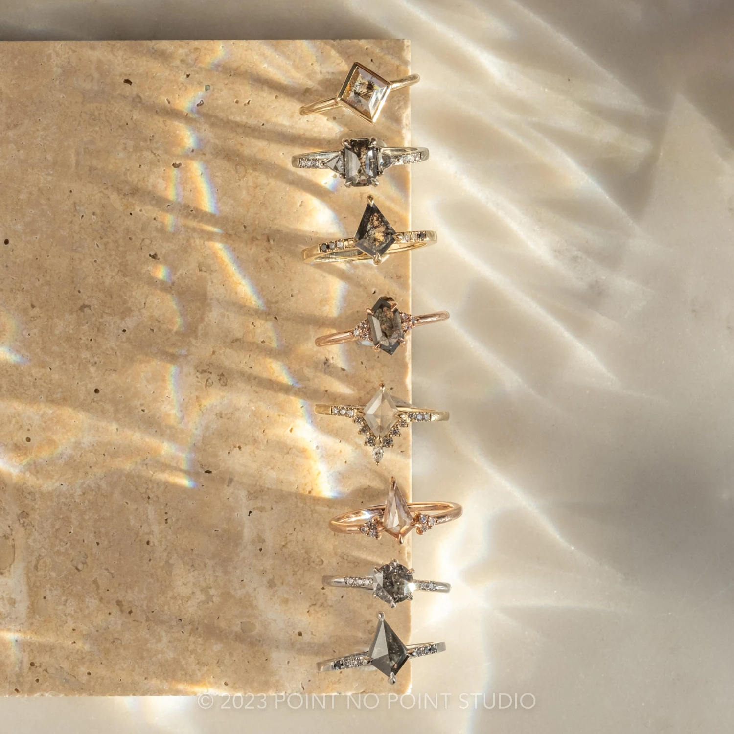 .70 Carat Salt And Pepper Kite Diamond Engagement Ring, Quinn Setting, 14k Rose Gold - Image 3