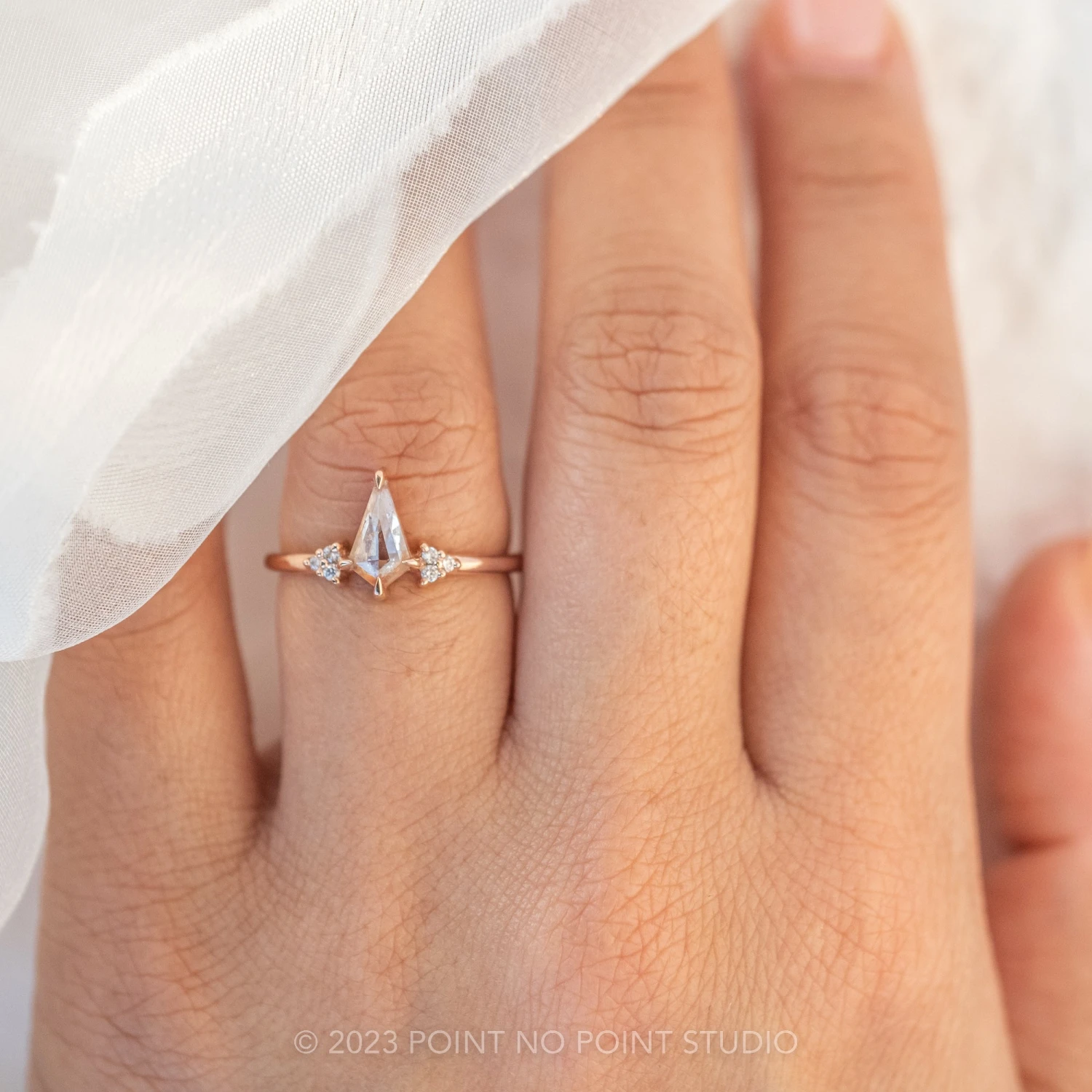 .70 Carat Salt And Pepper Kite Diamond Engagement Ring, Quinn Setting, 14k Rose Gold - Image 2